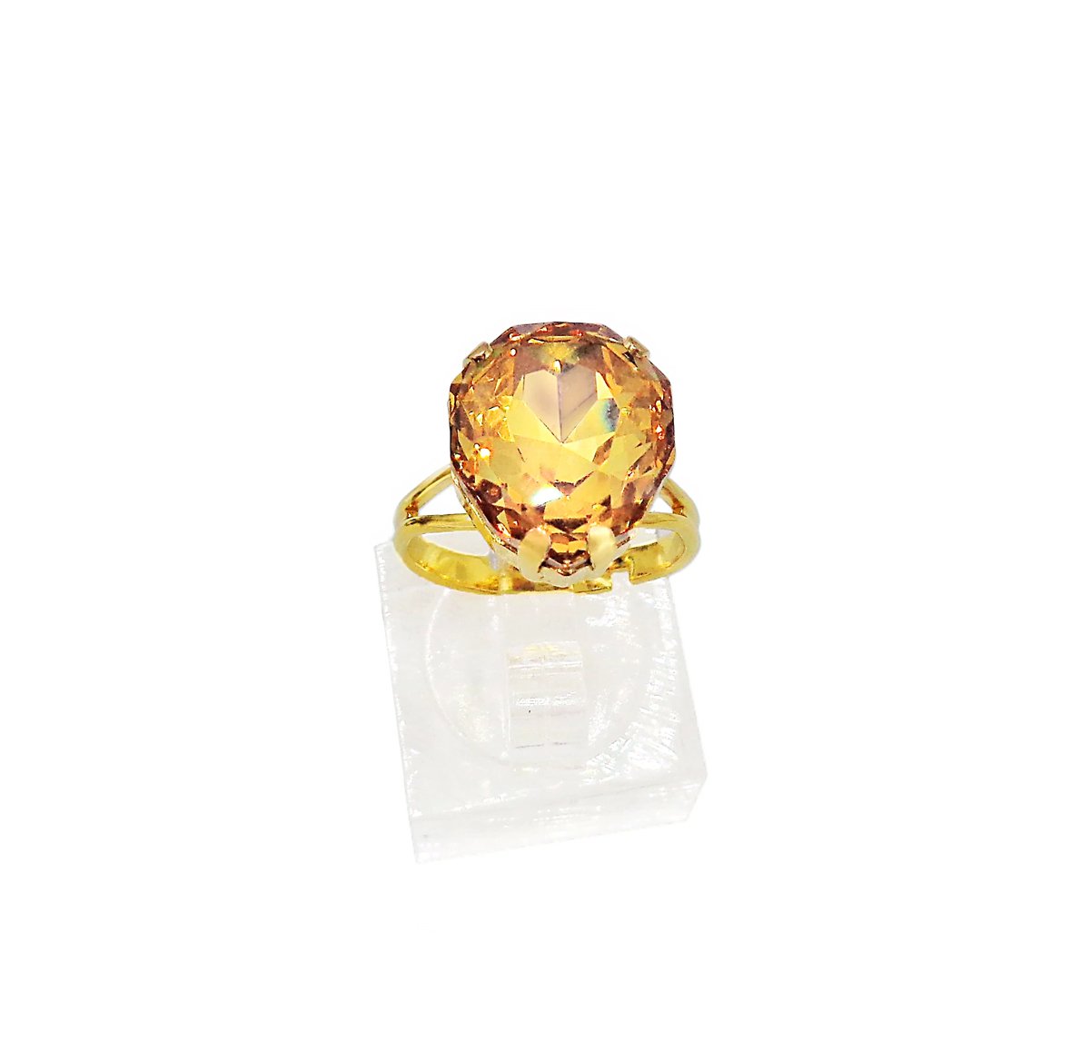 Crystal majestic stone ring,golden topaz