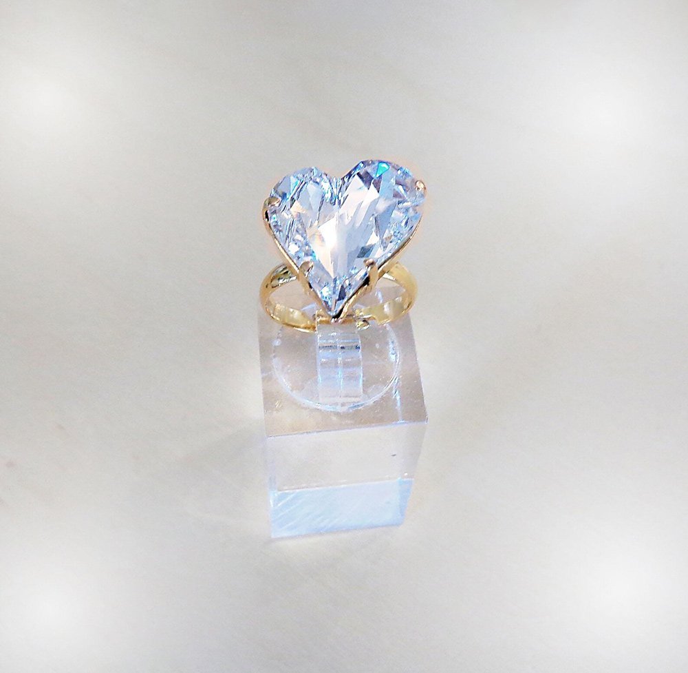 Crystal sweetheart stone ring,clear crystal