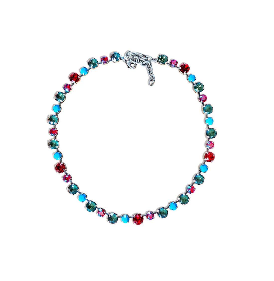 Crystal mixed size stones tennis necklace,hippy chic