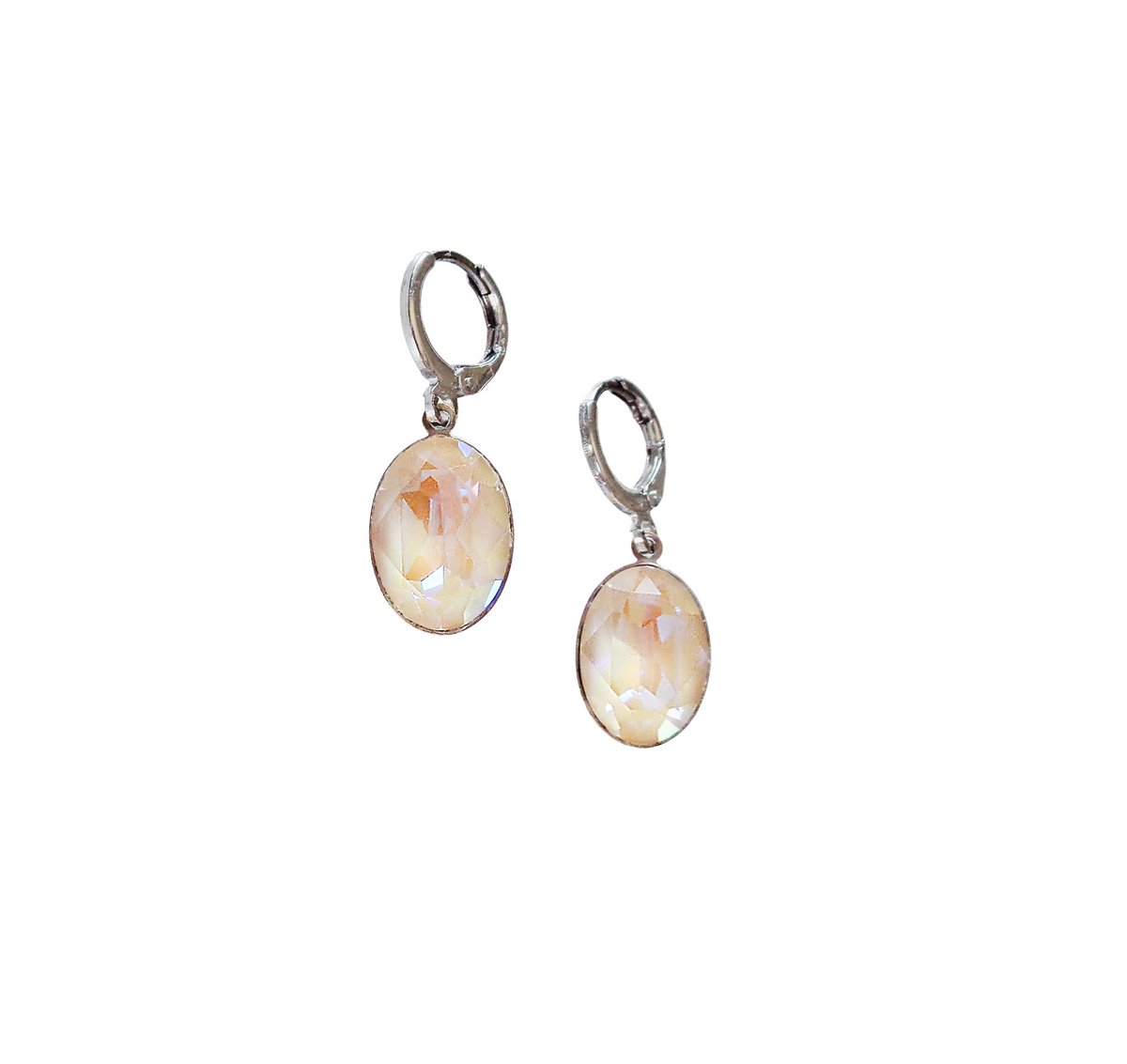 Crystal oval drop dangle earrings,ivory delite