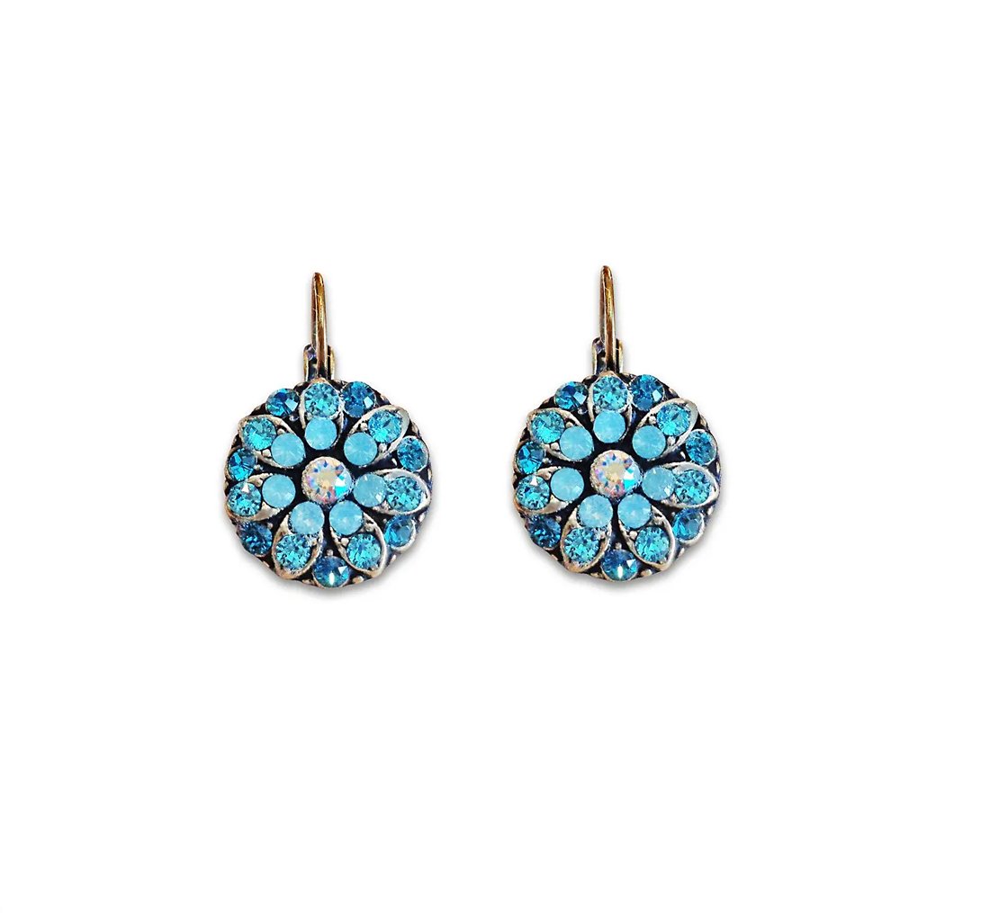 Crystal drop floral earrings,turquoise,pacific opal