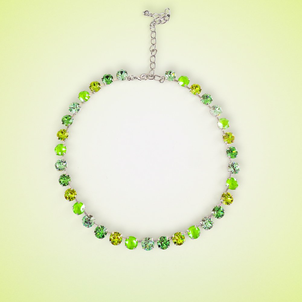 Crystal tennis necklace,citrus green and lime
