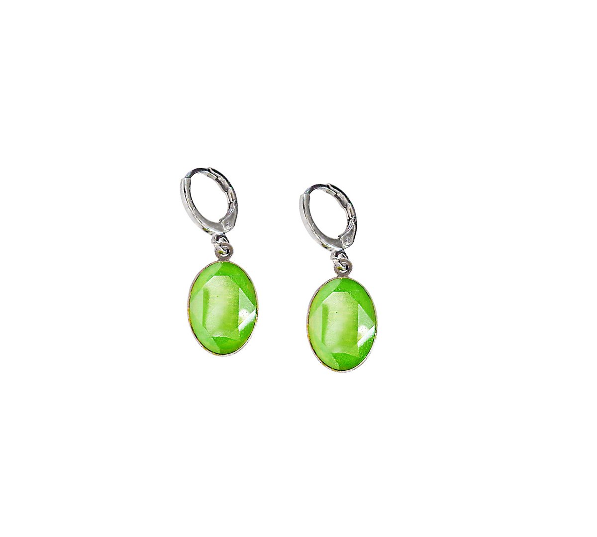 Crystal oval drop dangle earrings,crystal lime