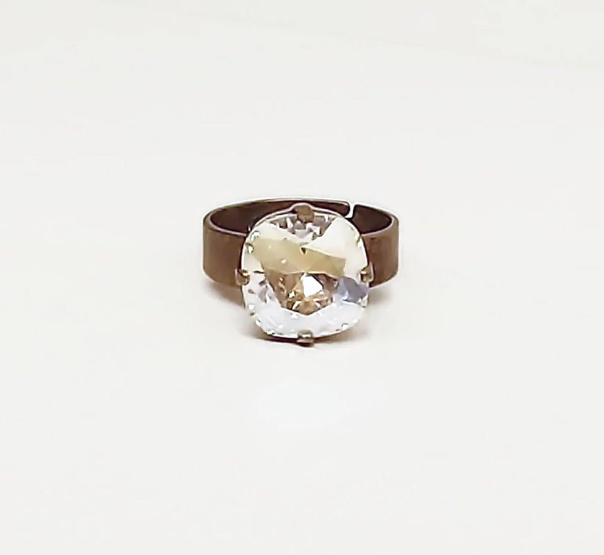 Crystal cushion square stone ring,crystal moonlight