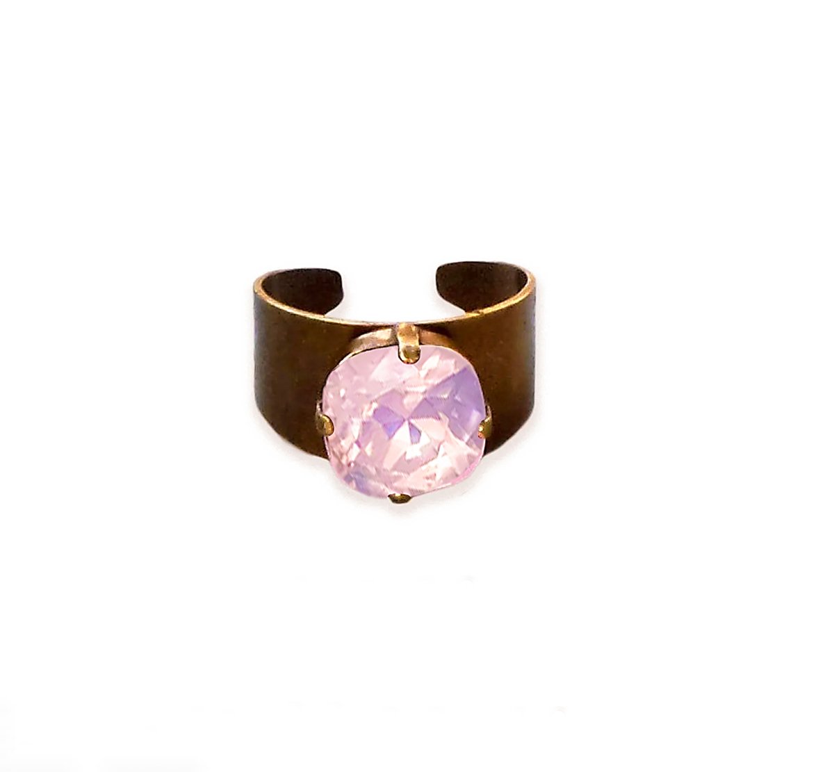 Crystal cushion square stone ring,rose water opal