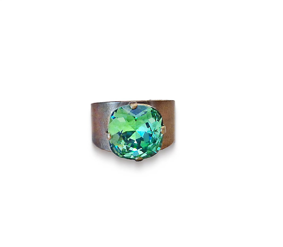Crystal cushion square stone ring,erinite