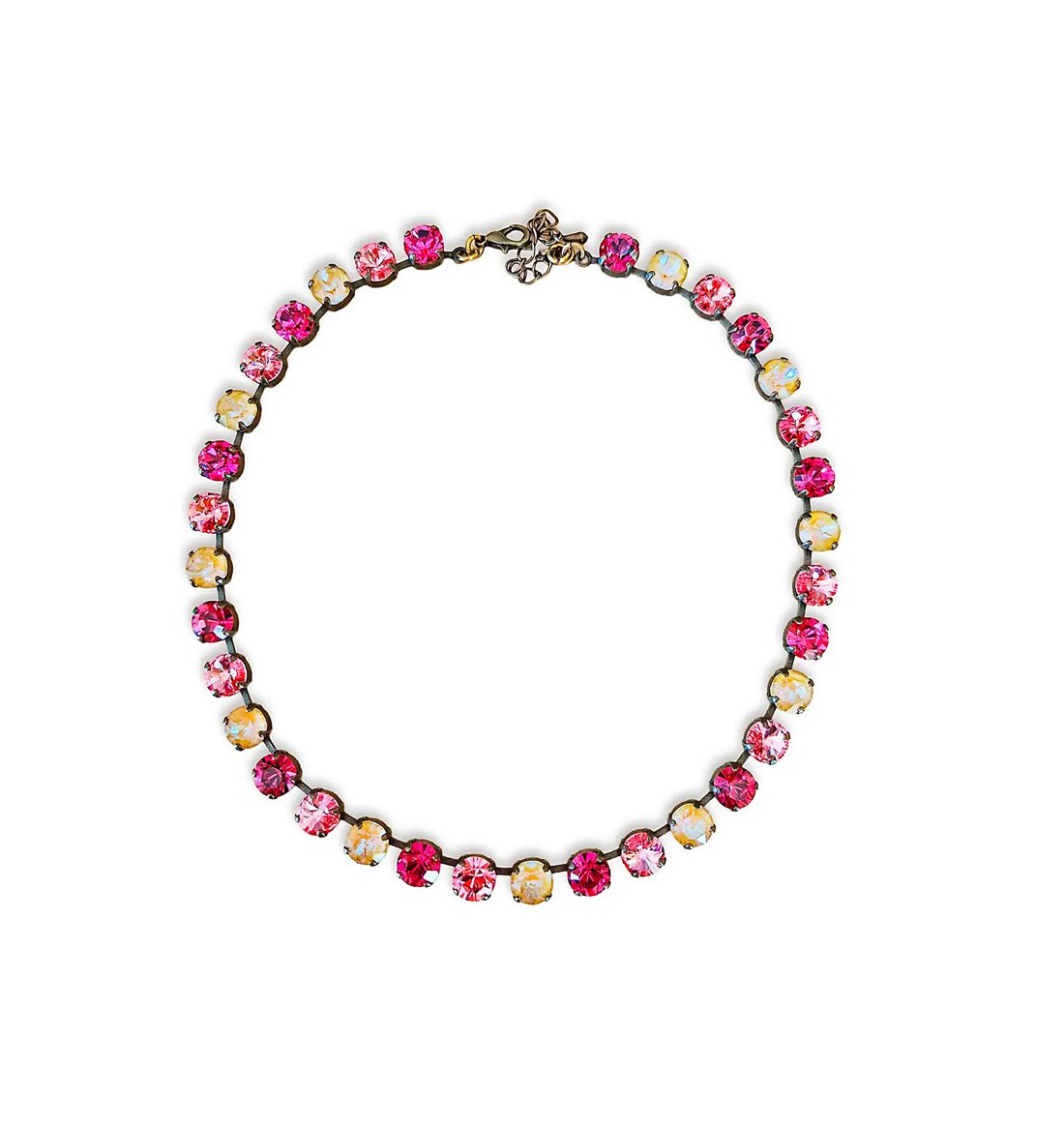 Crystal 8mm tennis necklace,fuchsia,pink