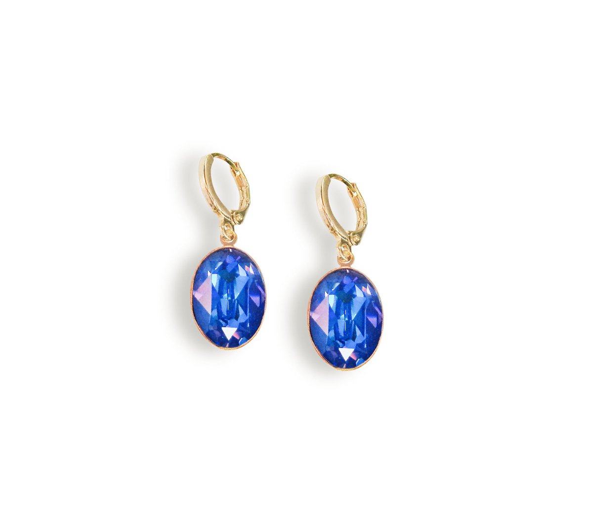 Crystal oval drop dangle earrings,royal blue