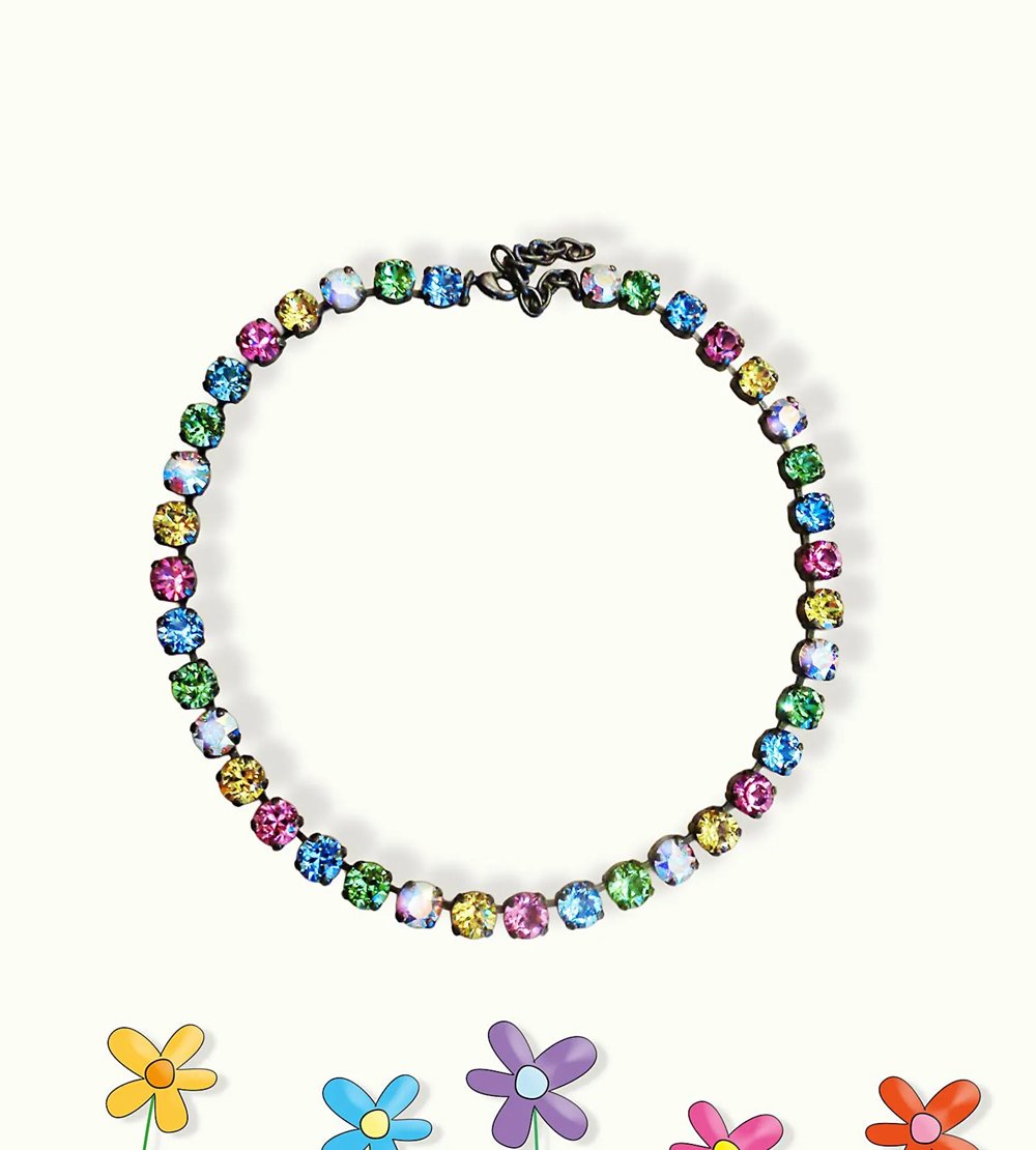 TUTTI FRUTTI Crystal tennis necklace,multicolor