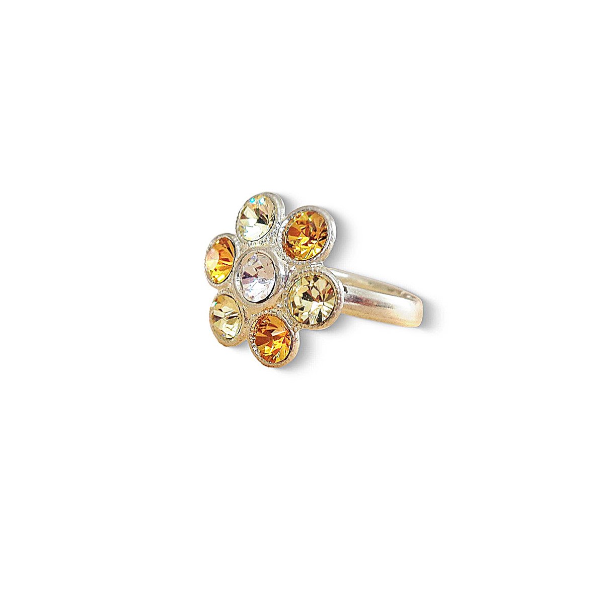 Cute crystal floral design ring,yellow