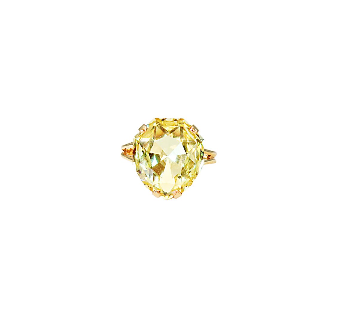 Crystal majestic stone ring,lemon jonquil