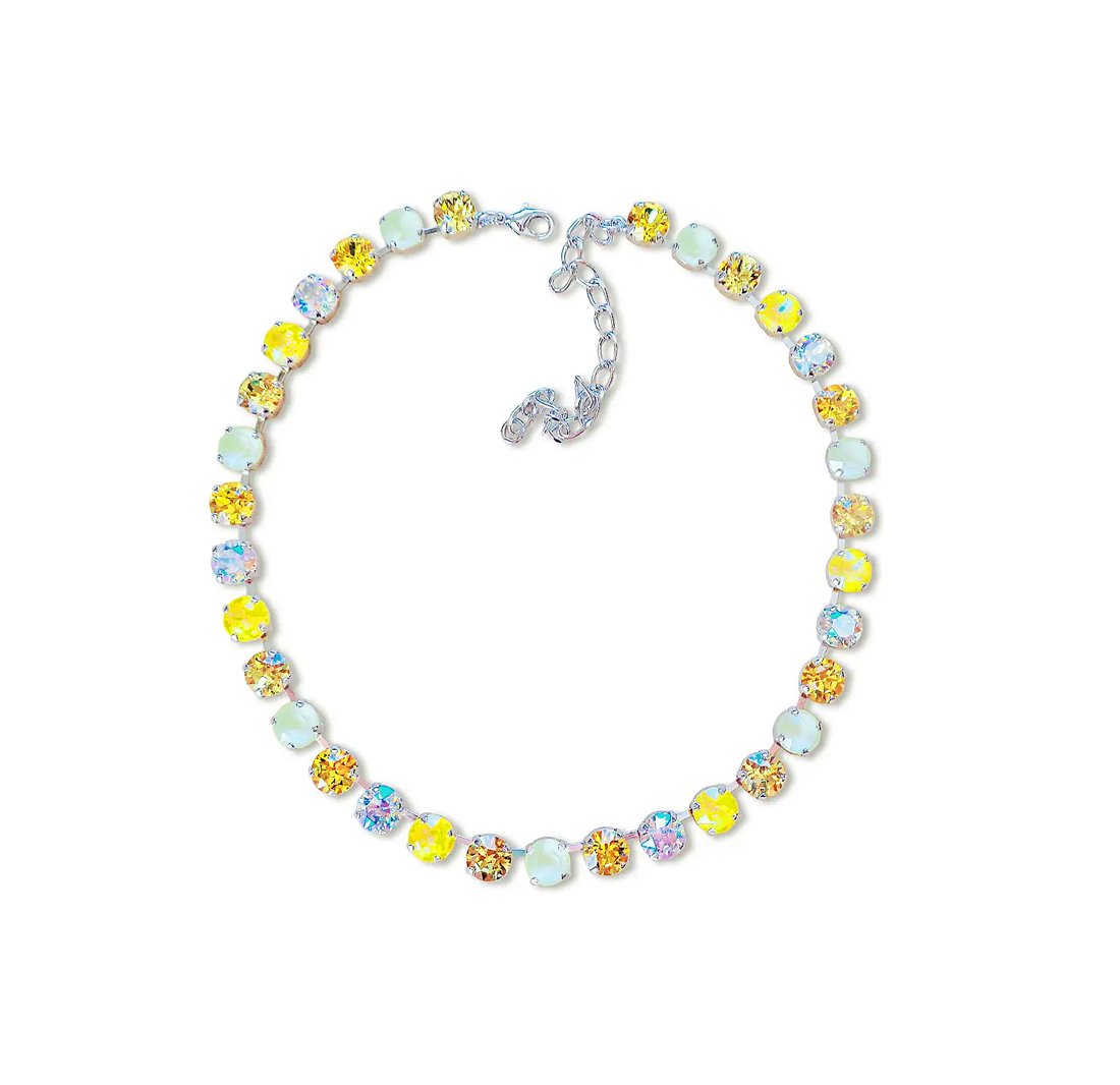 Crystal tennis necklace ,soft yellow lemon shades