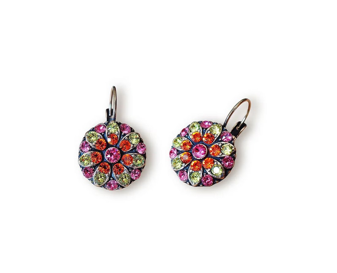 Crystal drop floral earrings,multicolour