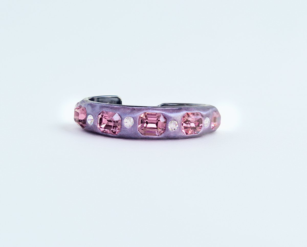 Crystal bangle bracelet,light amethyst,gunmetal