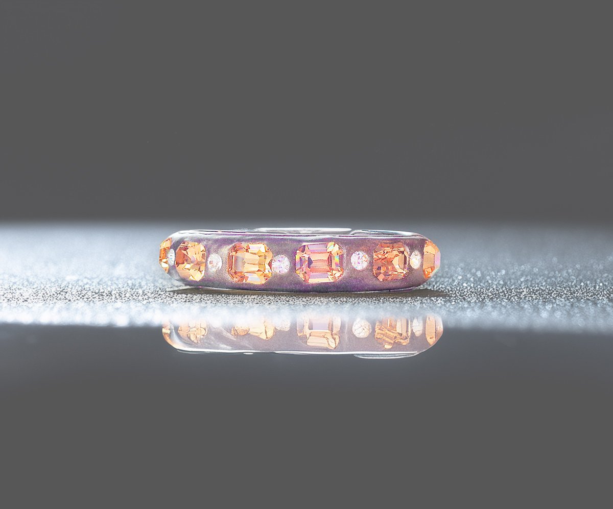 Crystal bangle bracelet,colorado topaz,gunmetal