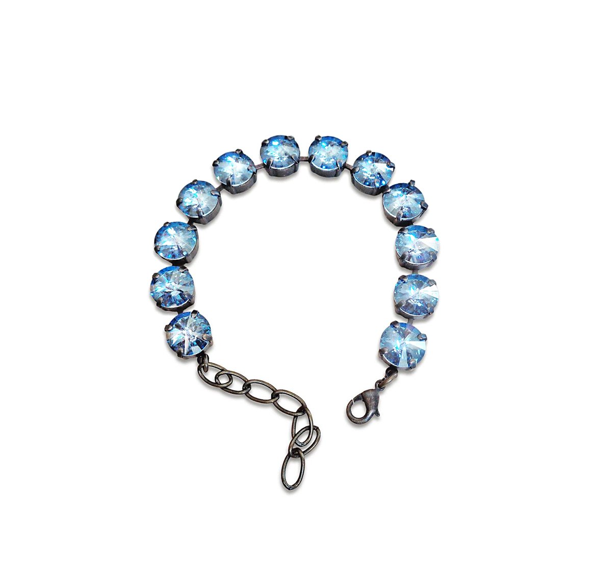 Crystal rivoli tennis bracelet,blue shade