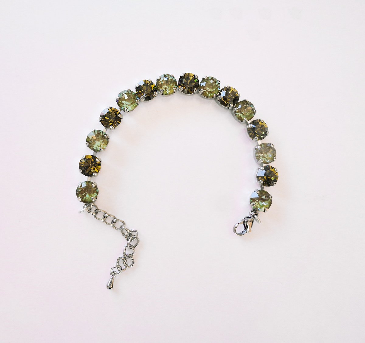 Crystal tennis bracelet,herbal green lux