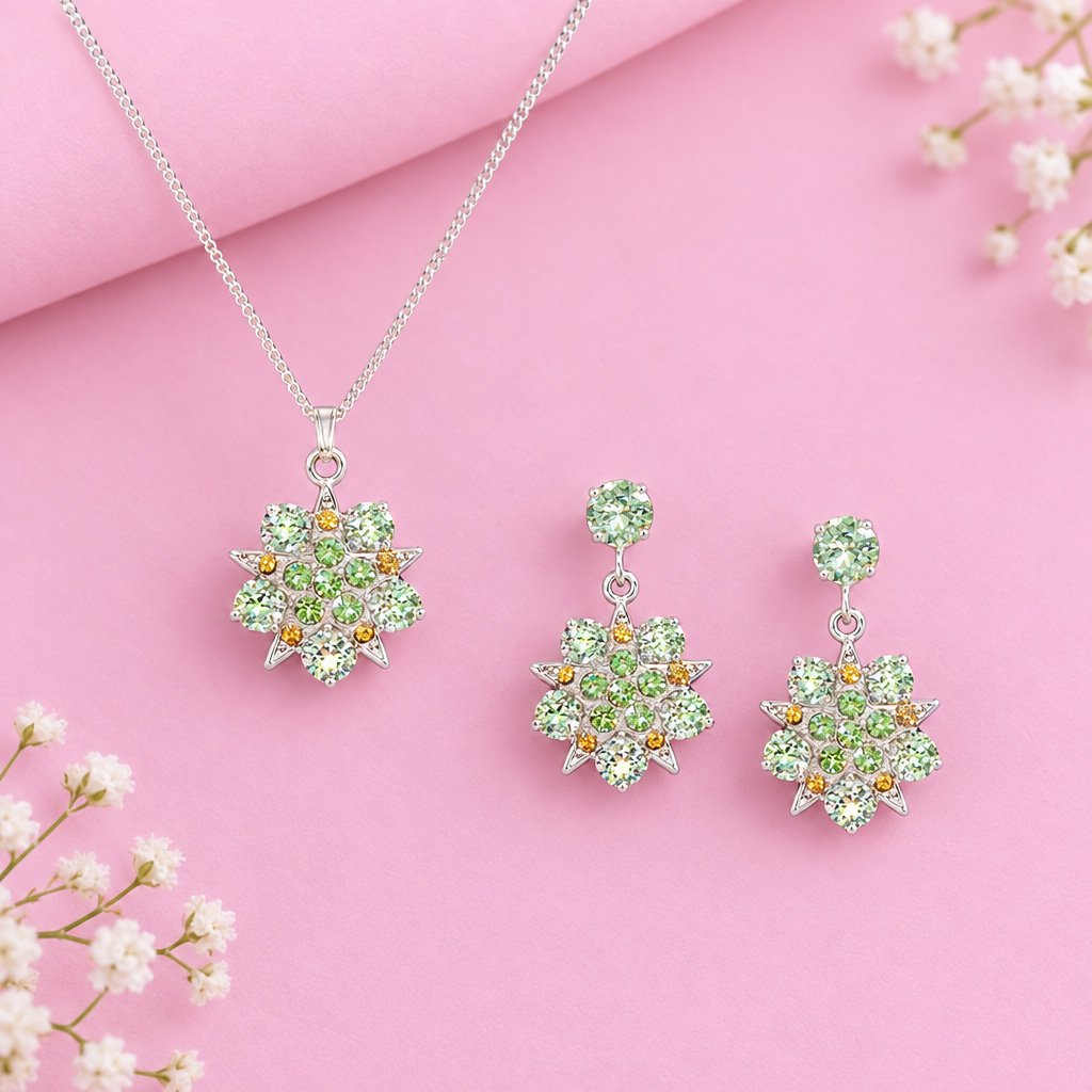 Crystal set star design,chrysolite