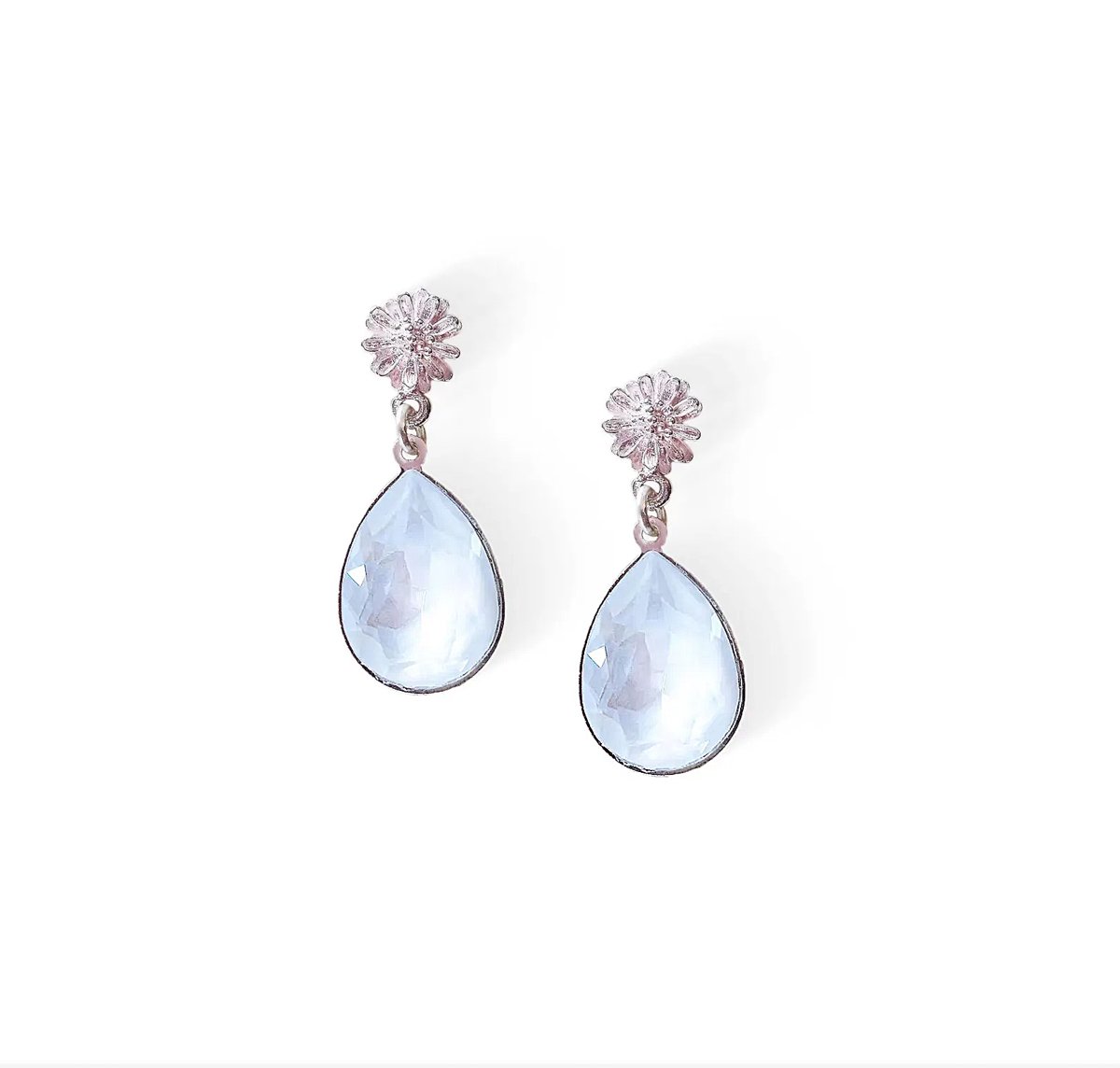Crystal pear drop earrings,electric white