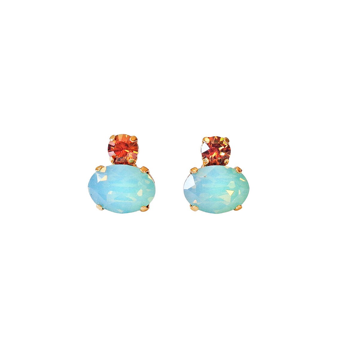Crystal stud & drop oval  earrings,pacific opal