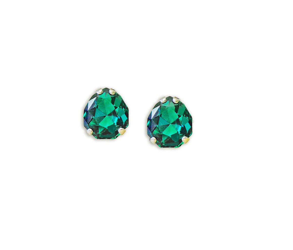 Majestic crystal stud earrings,emerald