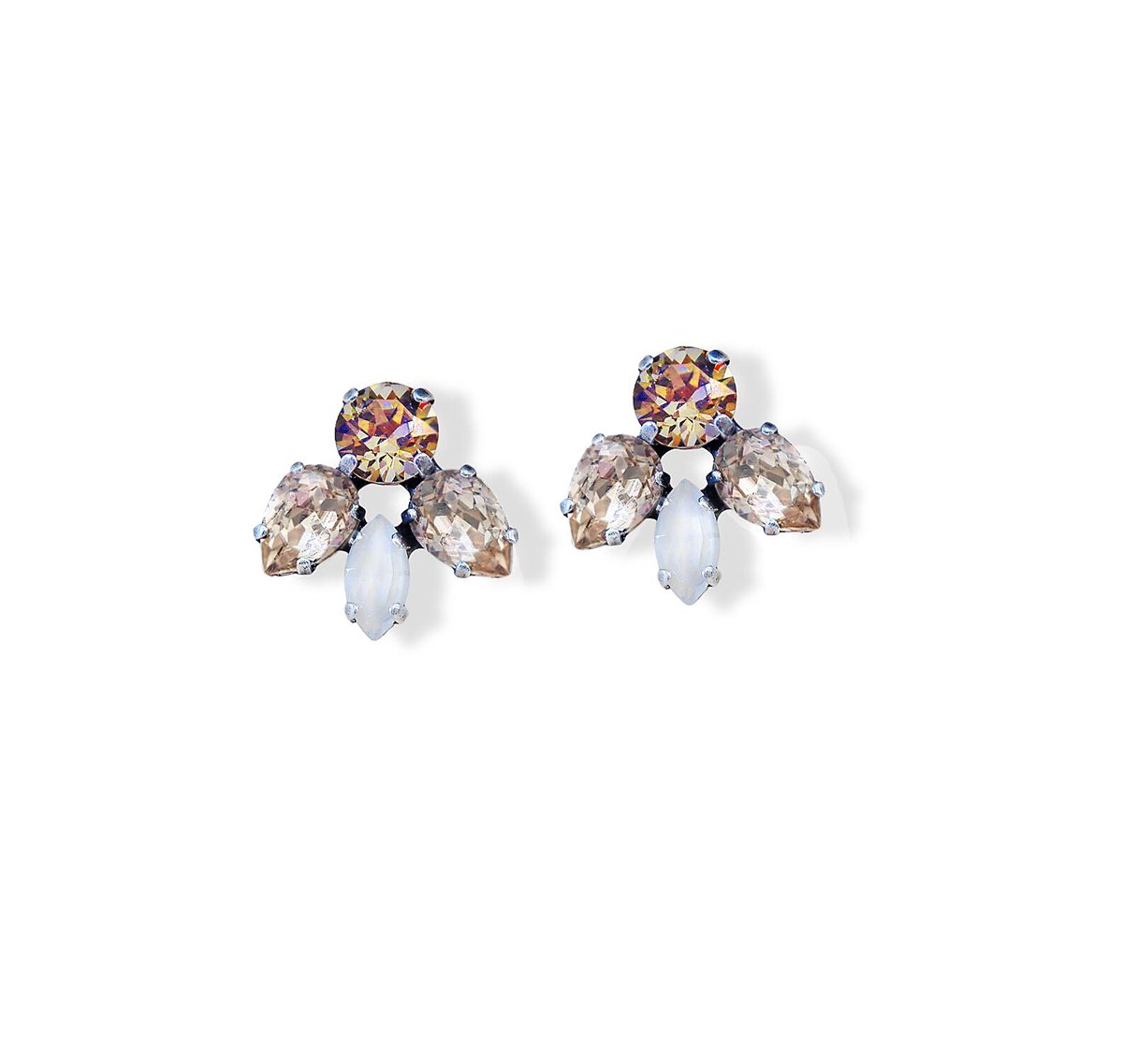 Crystal stud earrings,light silk,multi-stone