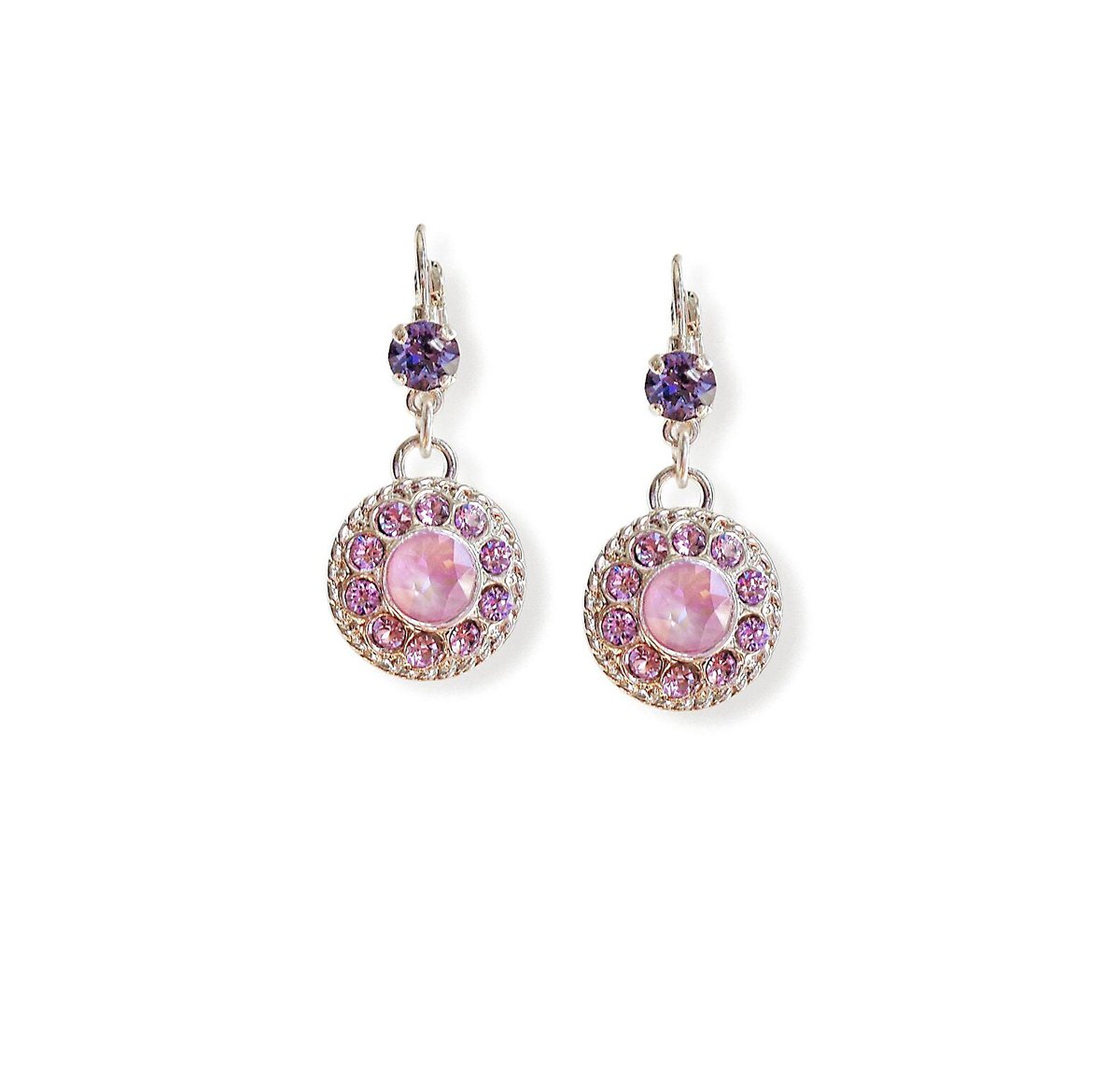 Crystal drop floral earrings,violet