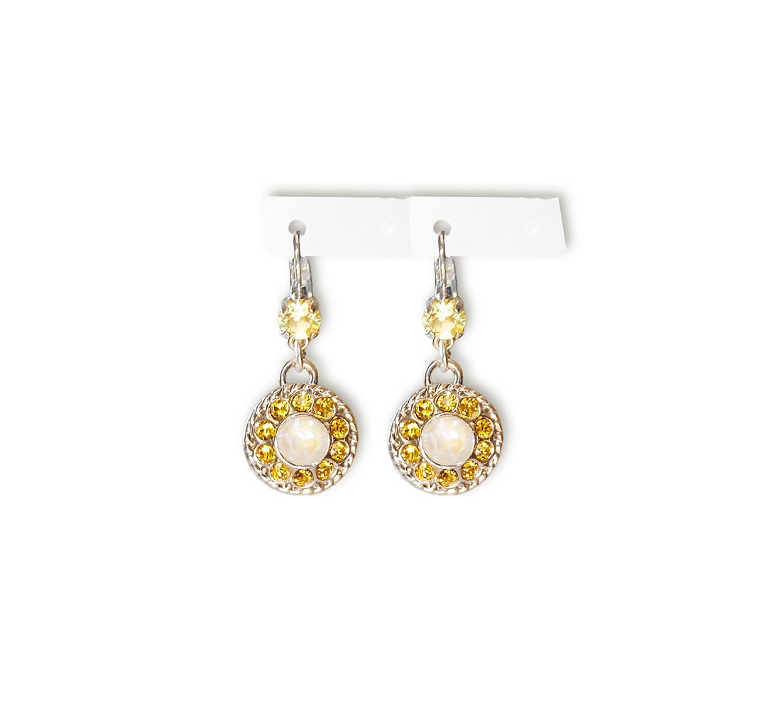 Crystal drop floral earrings,light topaz